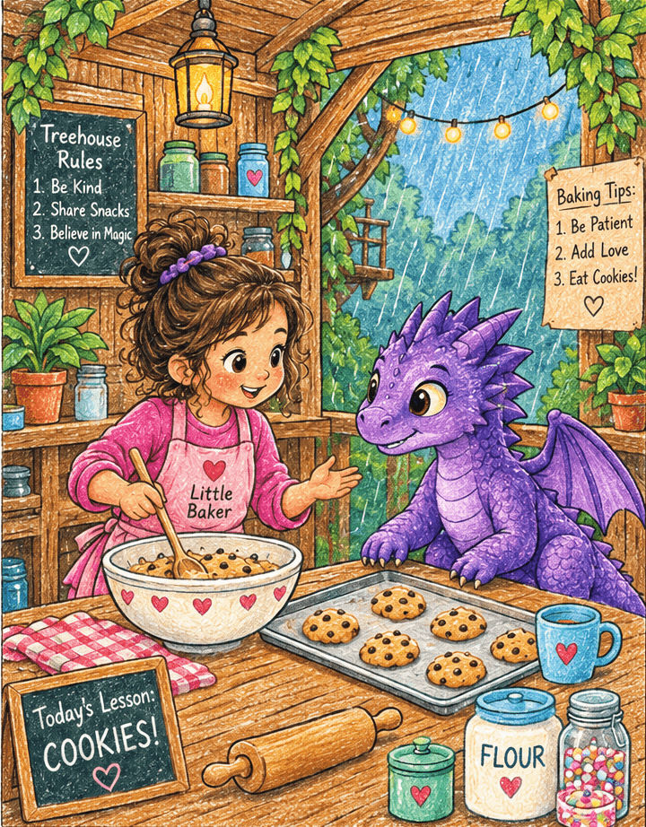 Little Girl with Dragon colored
